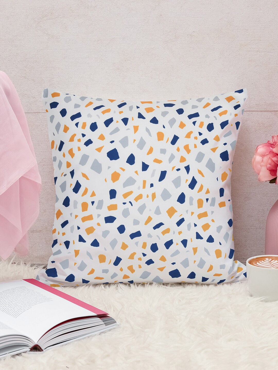 

Athome by Nilkamal White & Blue Printed Pre-Filled Cushions