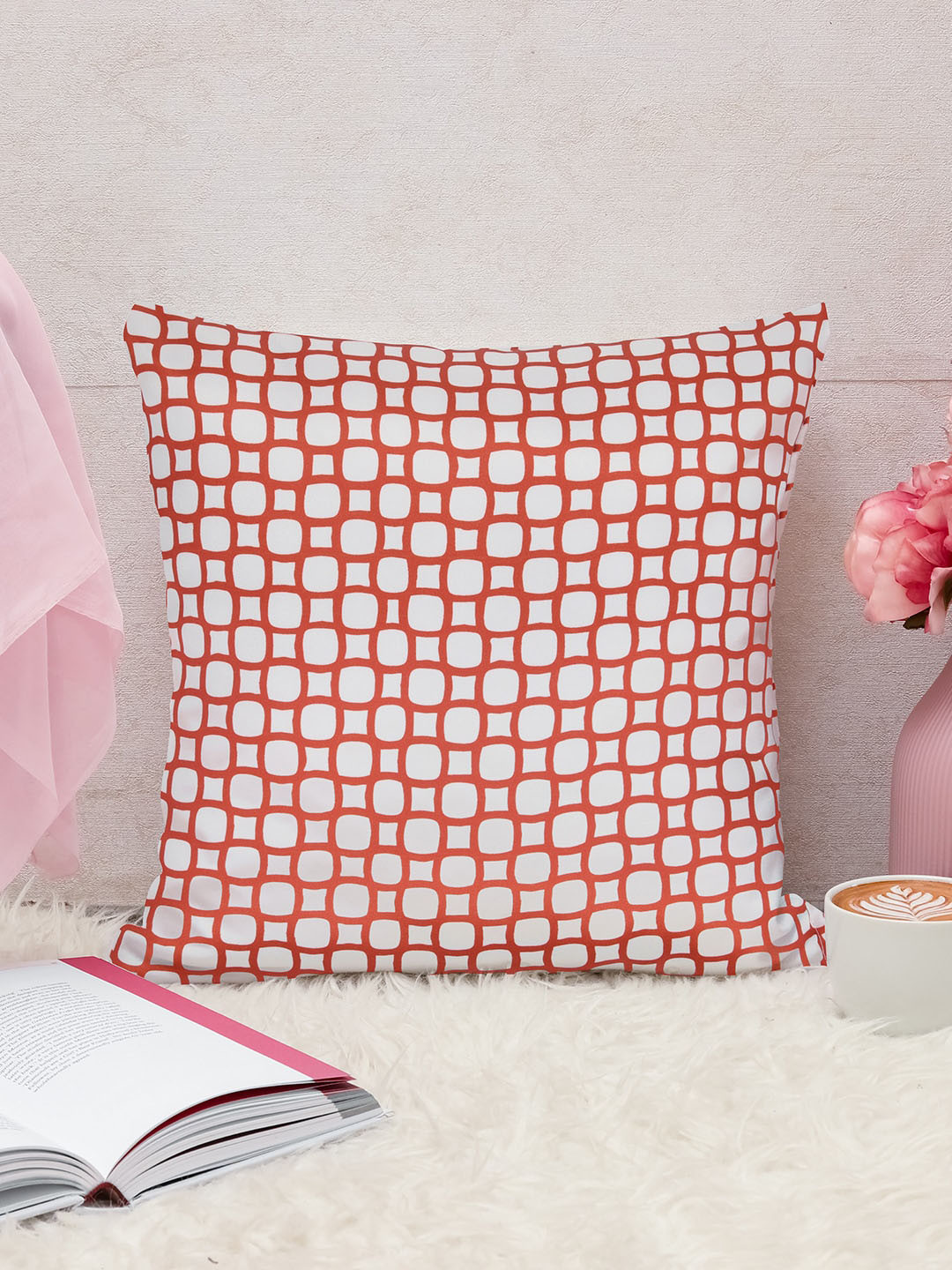 

Athome by Nilkamal White & Red Printed Pre-Filled Cushions