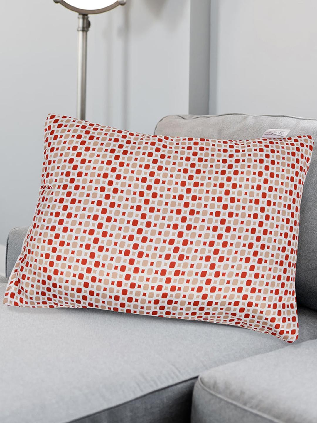 

Athome by Nilkamal White & Rust Brown Printed Pre-Filled Cushions
