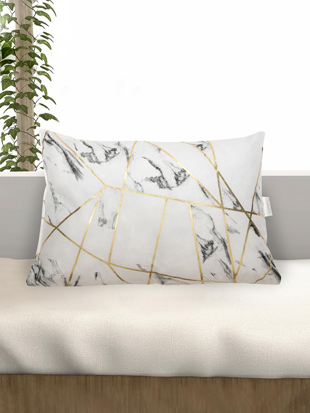 

Athome by Nilkamal White & Grey Printed Pre-Filled Cushions