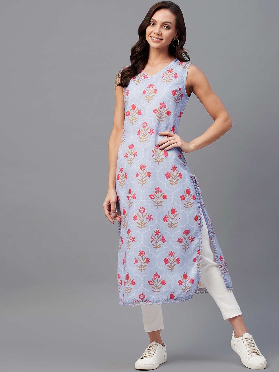 

Azira Floral Printed Cotton Kurta, Blue