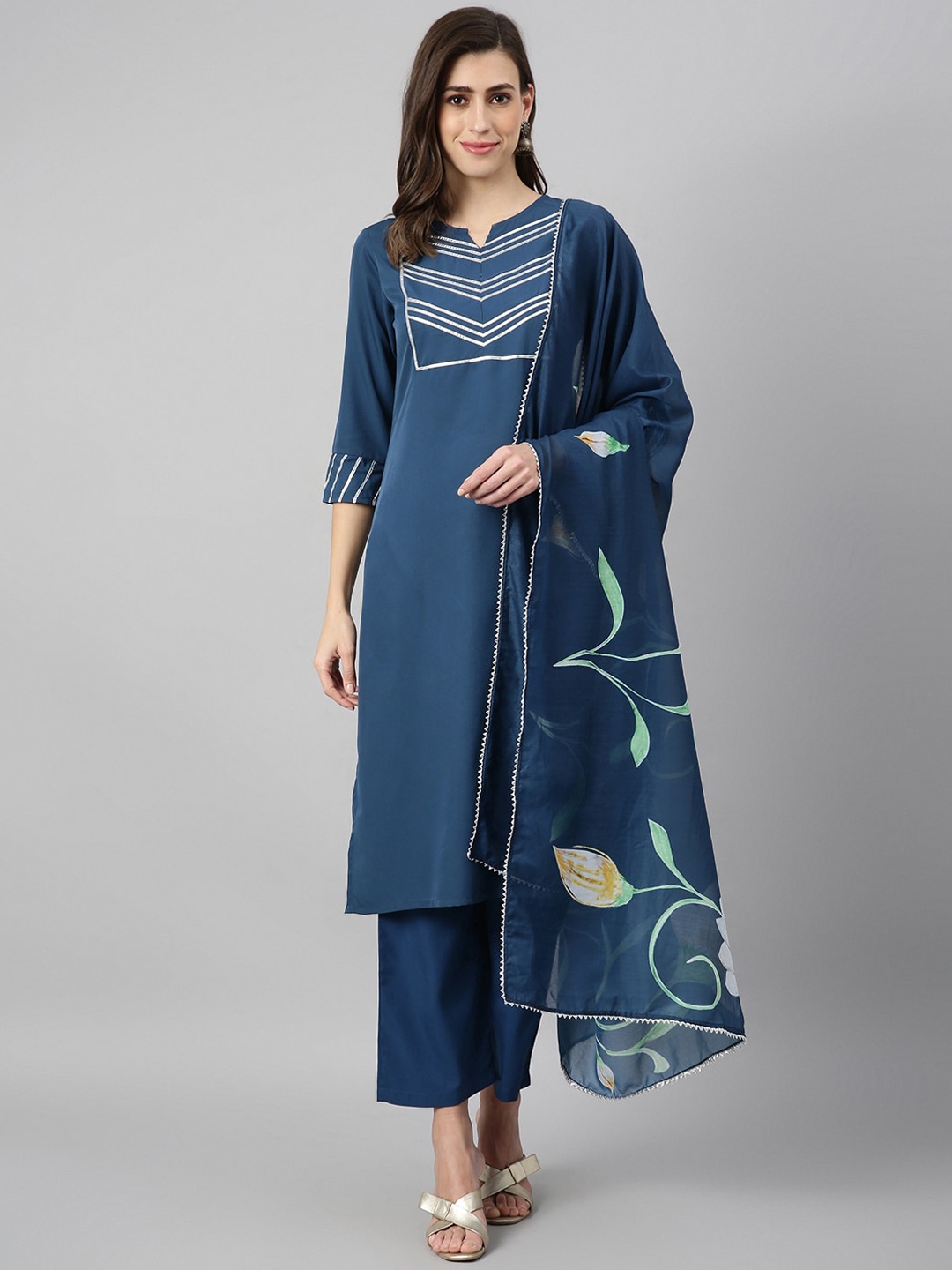

Azira Yoke Design Kurta with Palazzos & Dupatta, Blue