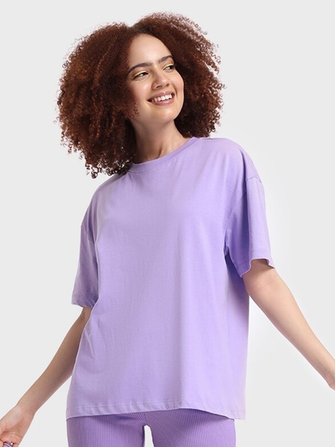 

Bewakoof Round Neck Oversized T-shirt, Purple