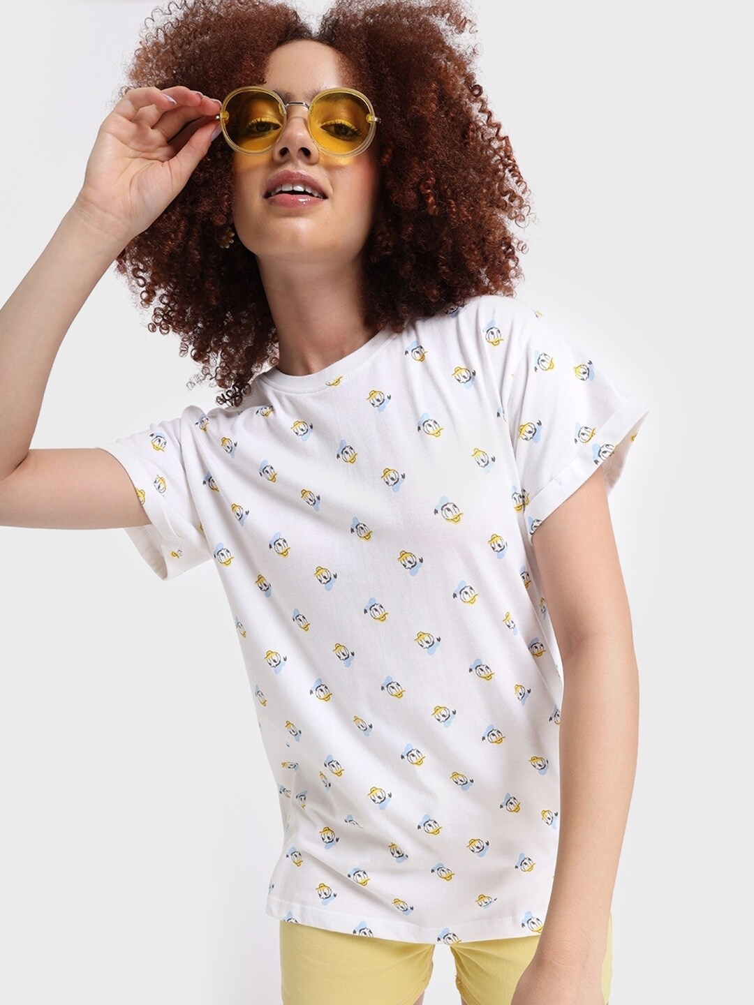 

Bewakoof All Over Donald Duck Printed Boyfriend T-shirt, White