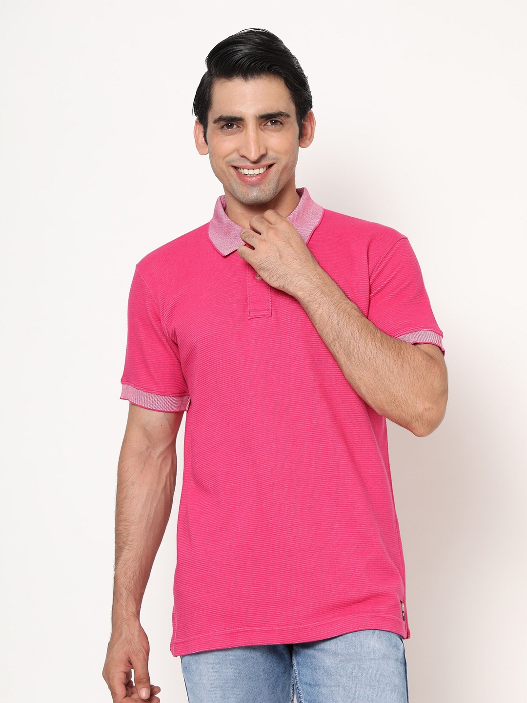 

SHIRT THEORY Polo Collar Slim Fit Cotton T-shirt, Pink
