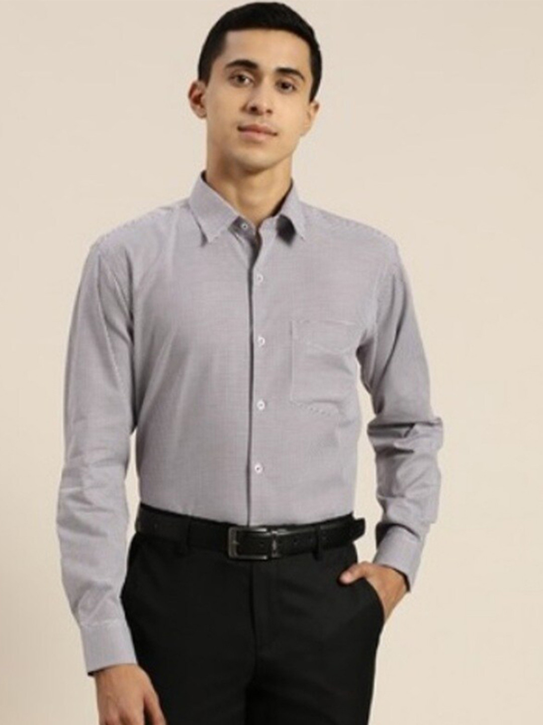 

Hancock Slim Fit Micro Checked Cotton Formal Shirt, White