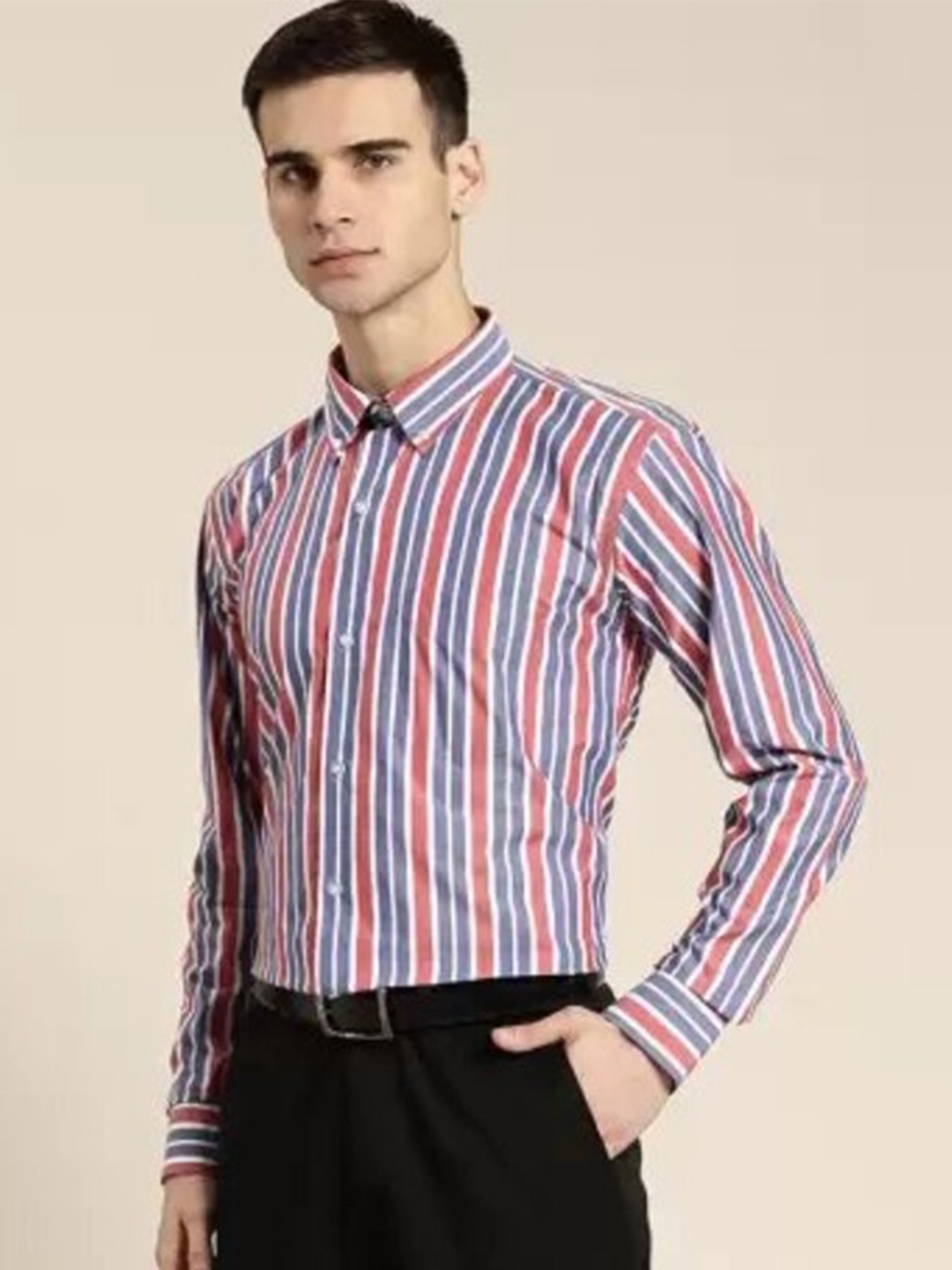 

Hancock Slim Fit Striped Formal Shirt, Blue
