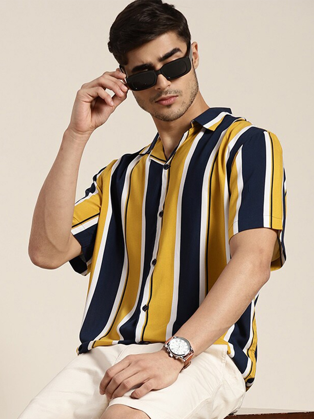 

Hancock Vertical Striped Relaxed Fit Casual Shirt, Navy blue