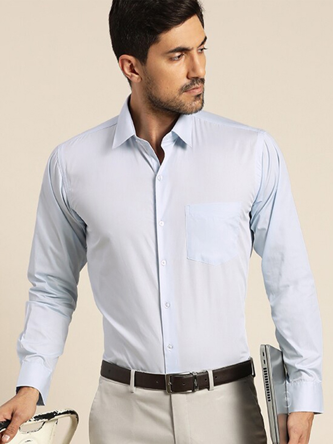 

Hancock Slim Fit Spread Collar Cotton Formal Shirt, Blue