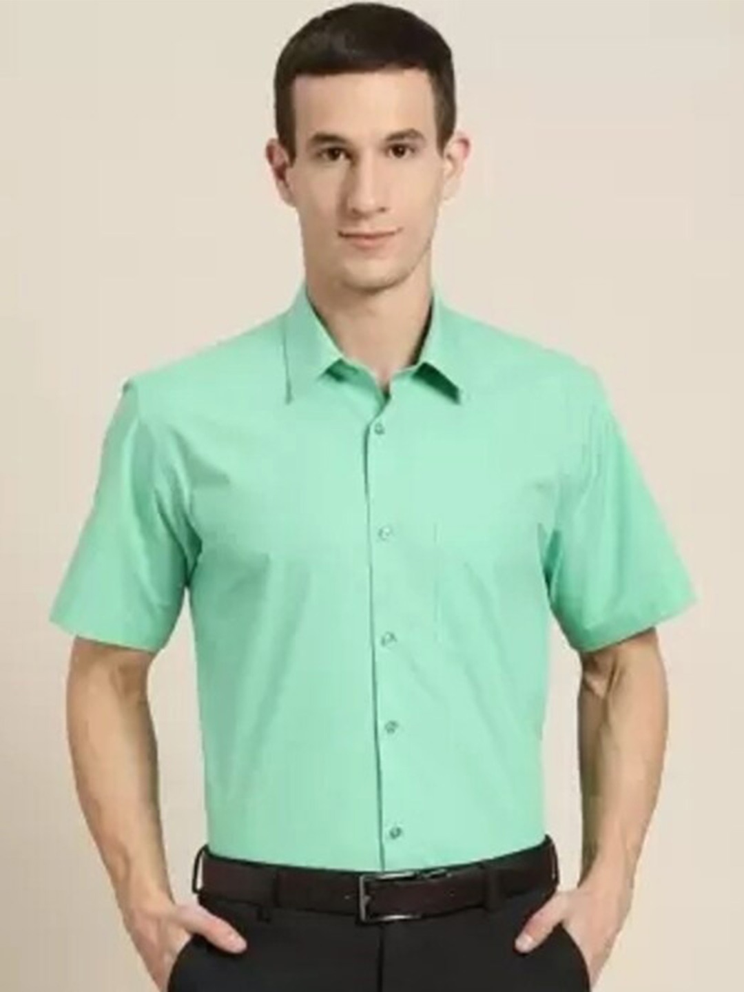 

Hancock Slim Fit Spread Collar Cotton Formal Shirt, Green