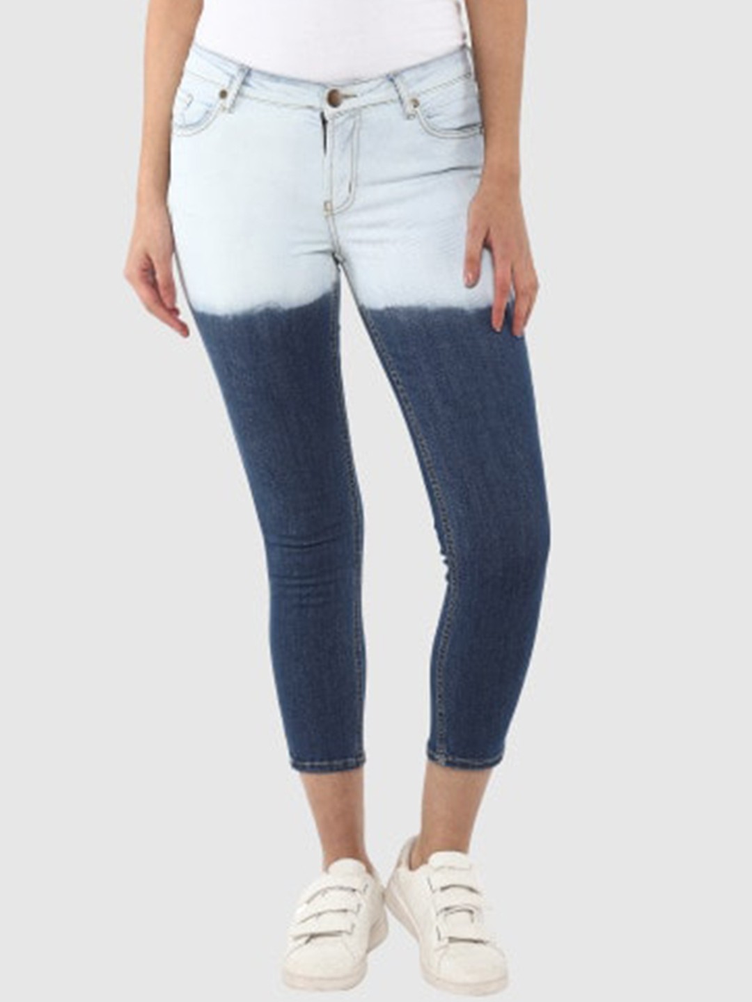 

LAMOURE BY RED CHIEF Women Mid-Rise Slim Fit Clean Look Cropped Cotton Jeans, Blue