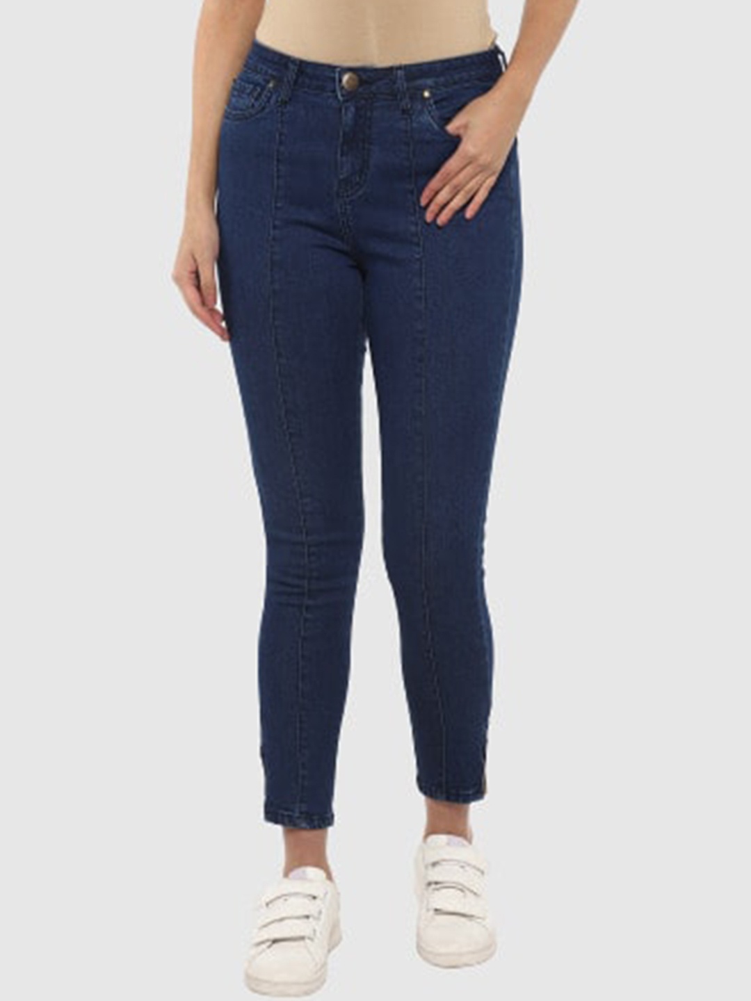 

LAMOURE BY RED CHIEF Women Slim Fit Cropped Cotton Jeans, Blue