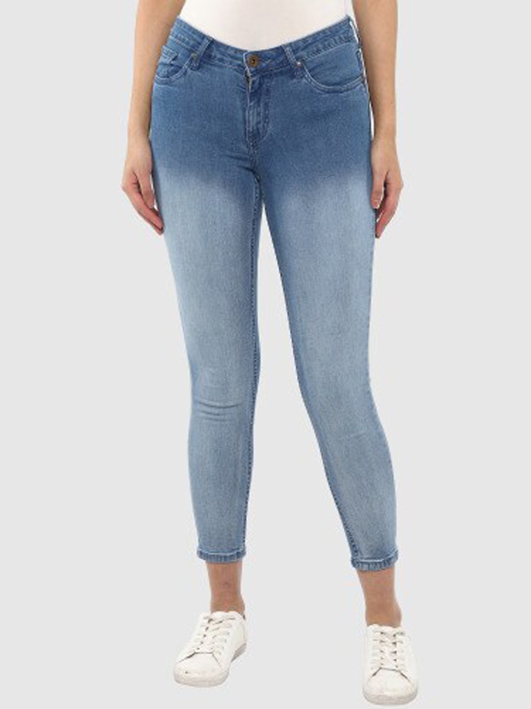 

LAMOURE BY RED CHIEF Women Blue Slim Fit Low Distress Heavy Fade Jeans