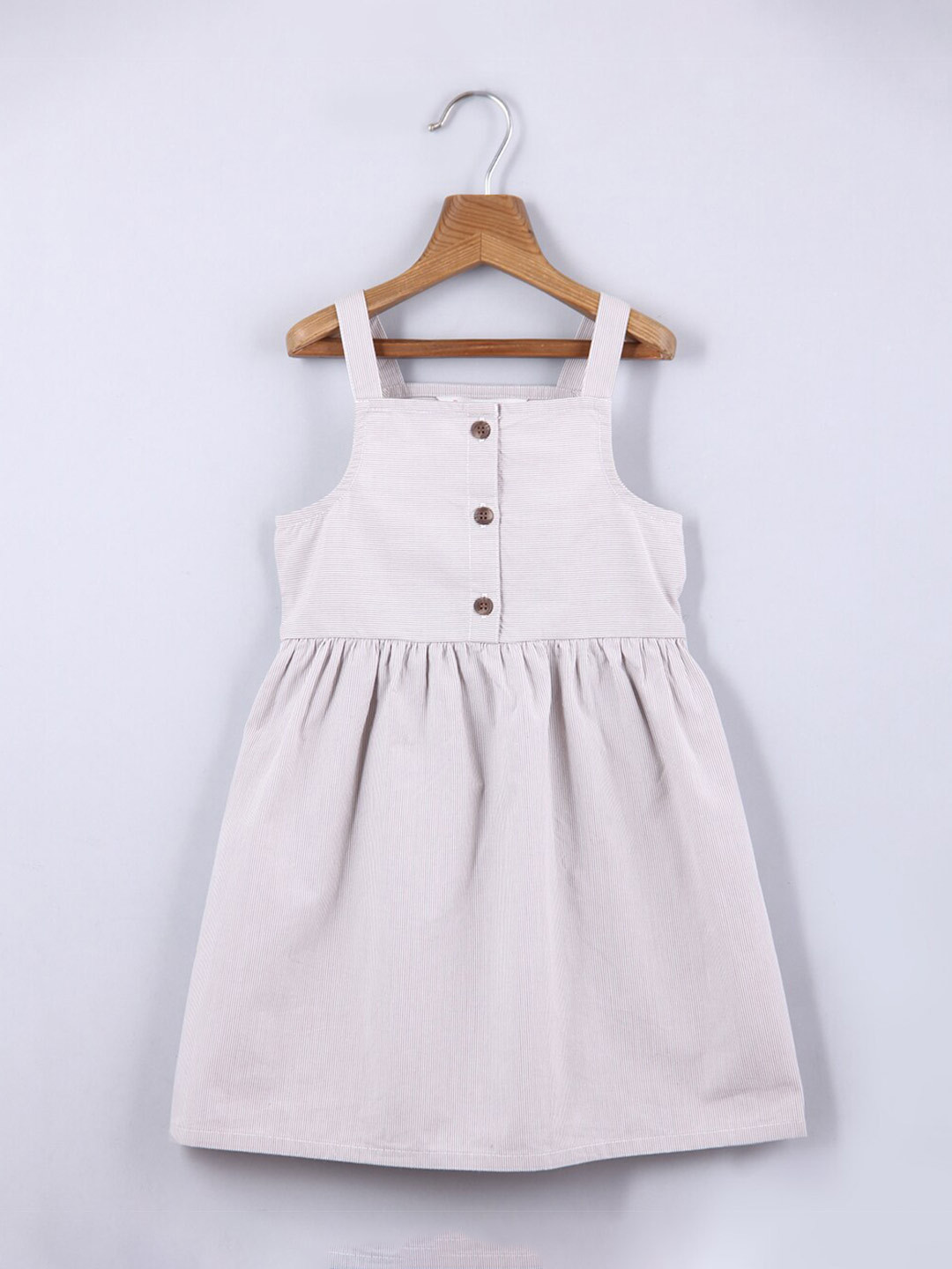 

Beebay Girls Pin Stripe Button Detail Dress, Beige