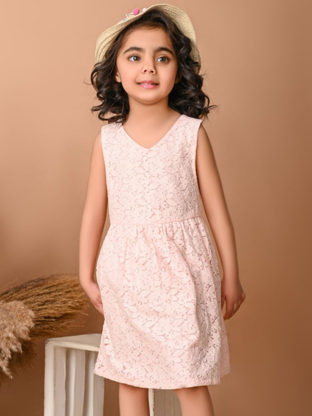 

Beebay Girls Detailed Back Floral Lace Dress, Pink