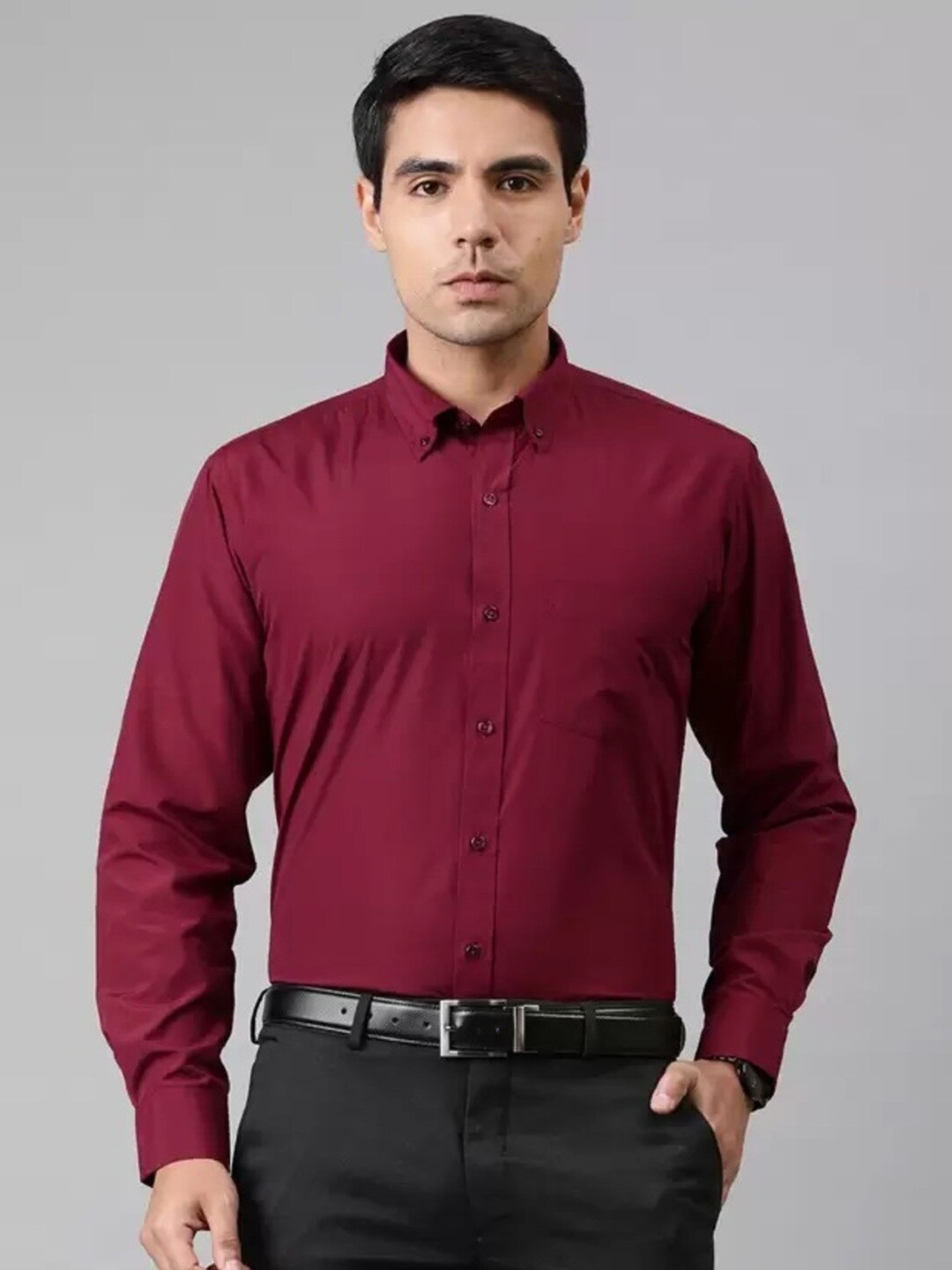 

English Navy Slim Fit Formal Shirt, Maroon