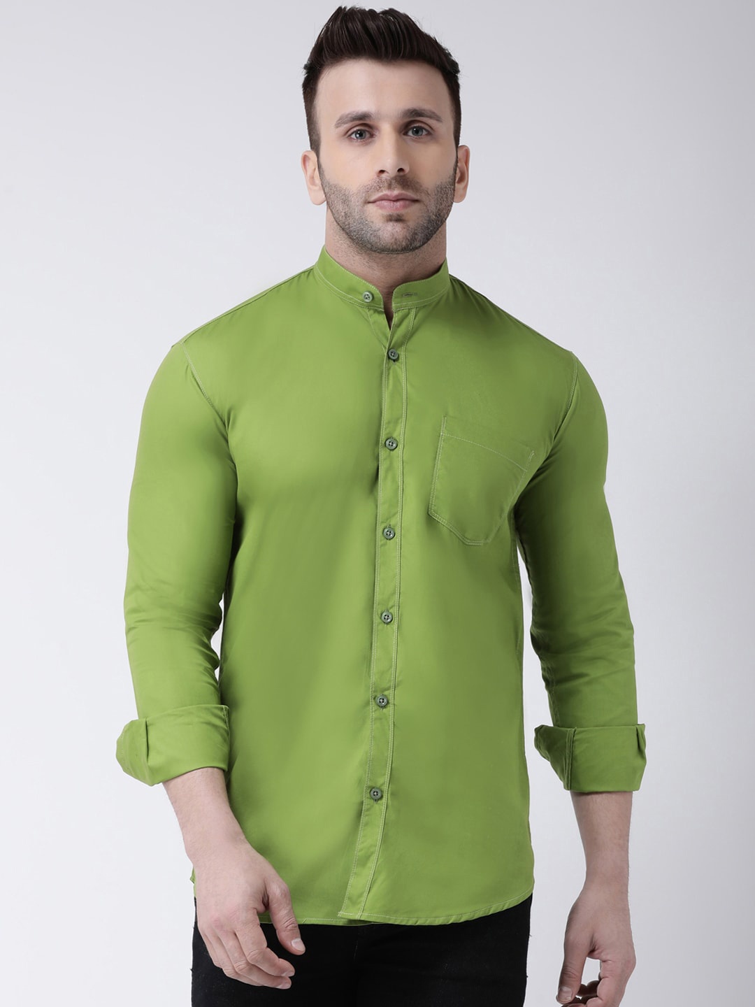 

Hangup Slim Fit Pure Cotton Casual Shirt, Green