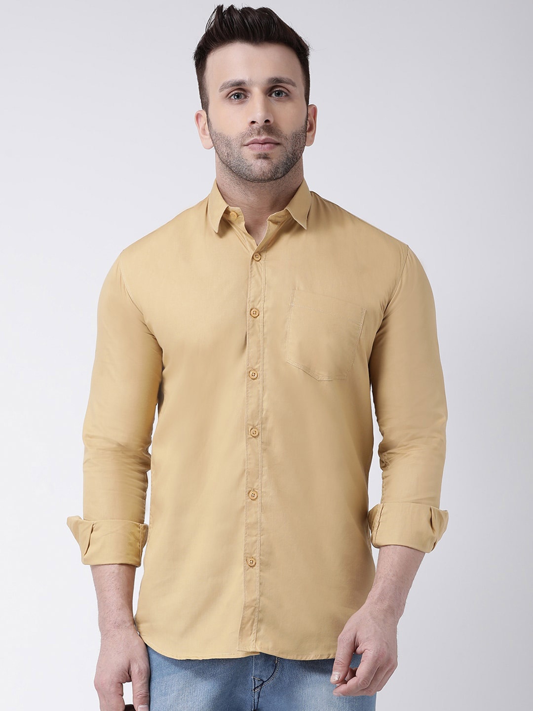 

Hangup Slim Fit Casual Pure Cotton Shirt, Beige