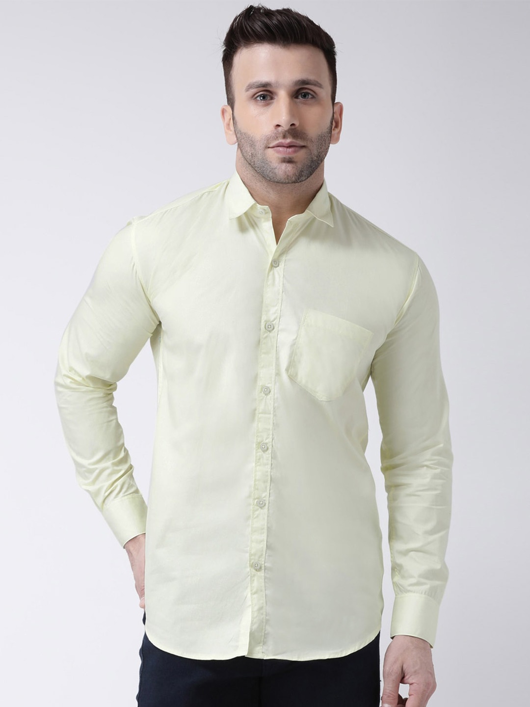 

Hangup Slim Fit Spread Collar Cotton Casual Shirt, Yellow