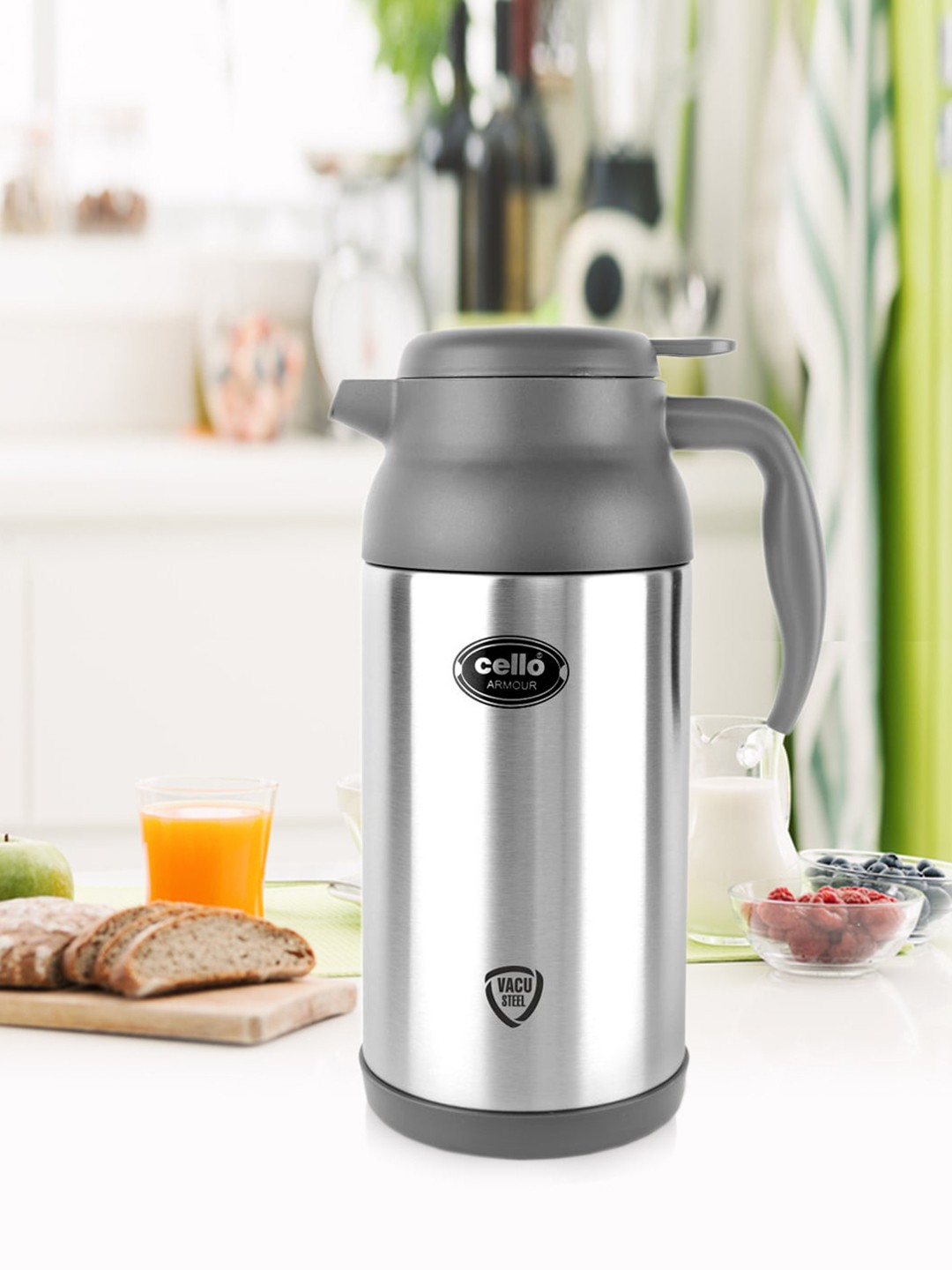 

Cello Armour Grey Stainless Steel Double Walled Vacusteel Carafe 1.6 L