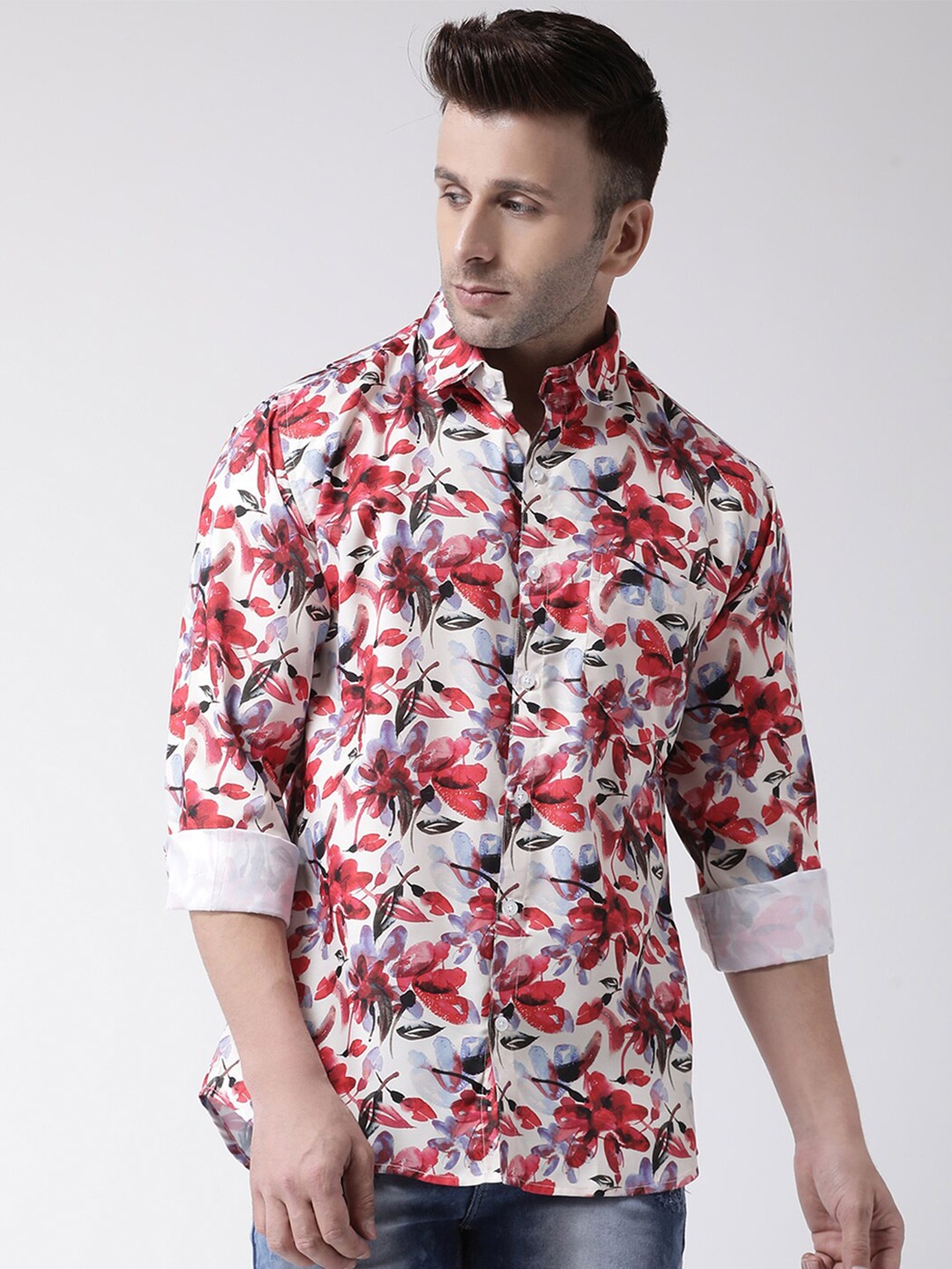 

hangup plus Floral Printed Casual Shirt, White