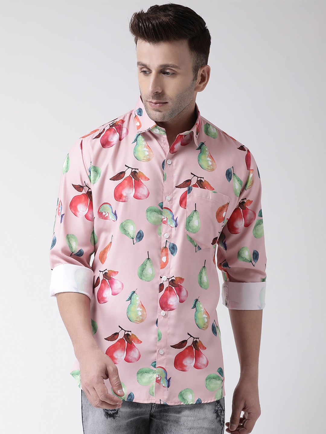 

hangup plus Slim Fit Printed Casual Shirt, Pink