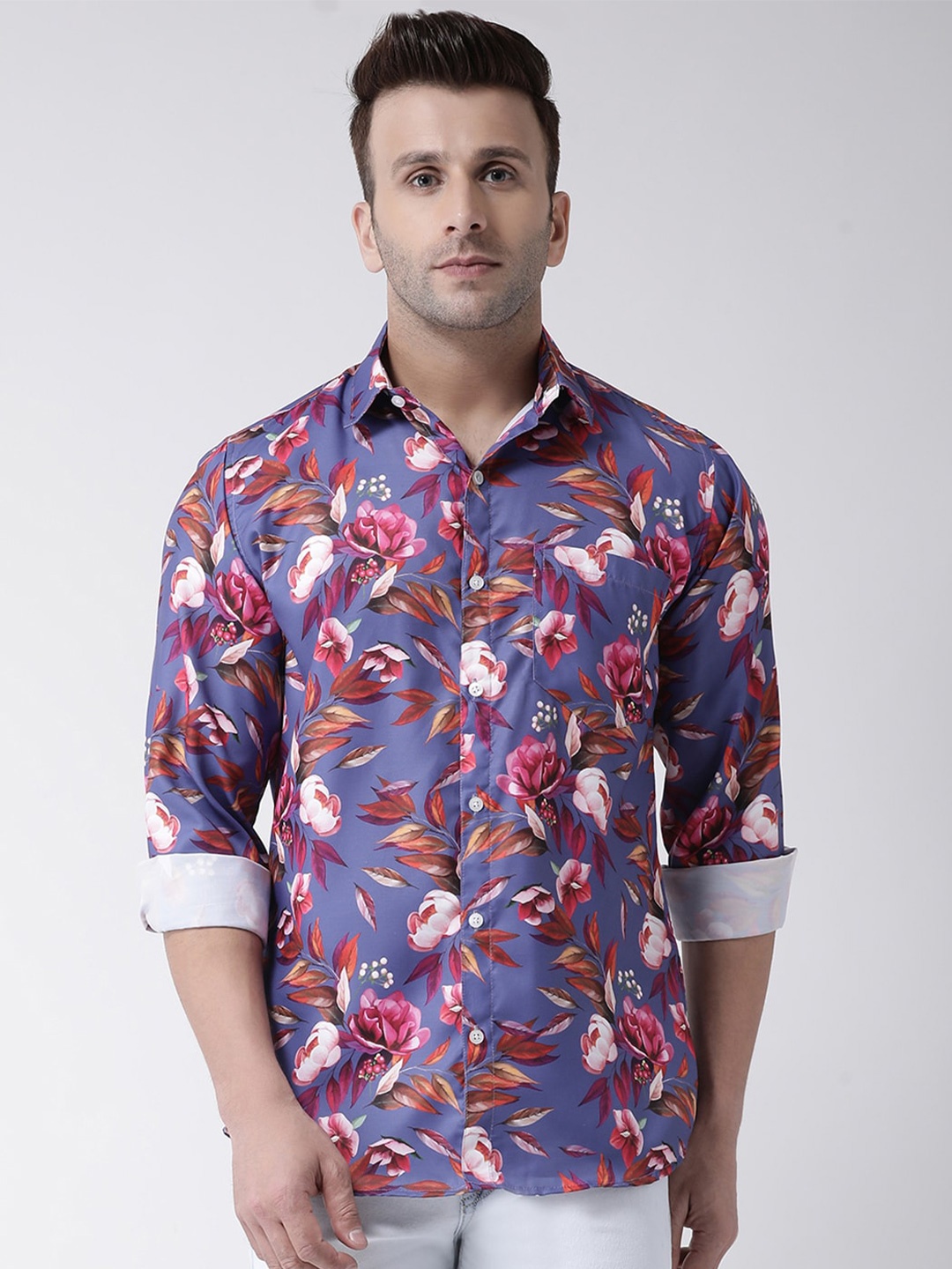 

hangup plus Slim Fit Floral Printed Casual Shirt, Purple