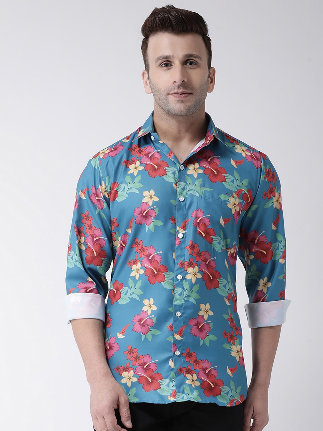 

hangup plus Slim Fit Floral Printed Casual Shirt, Blue