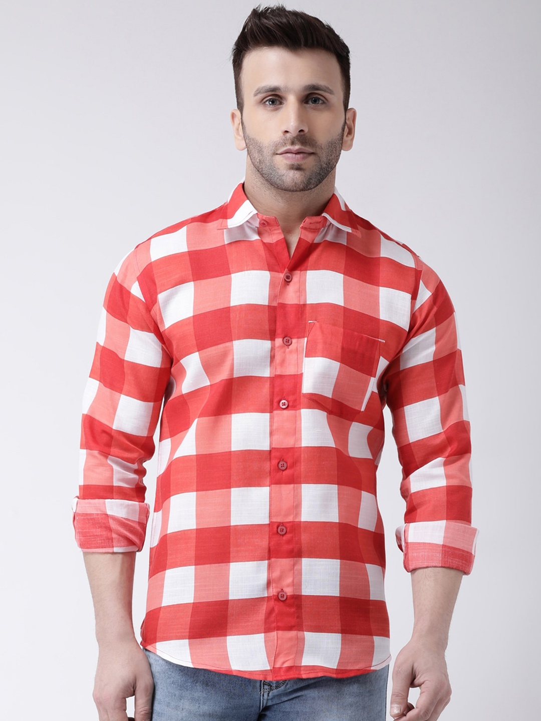 

hangup trend Gingham Checks Checked Casual Shirt, White