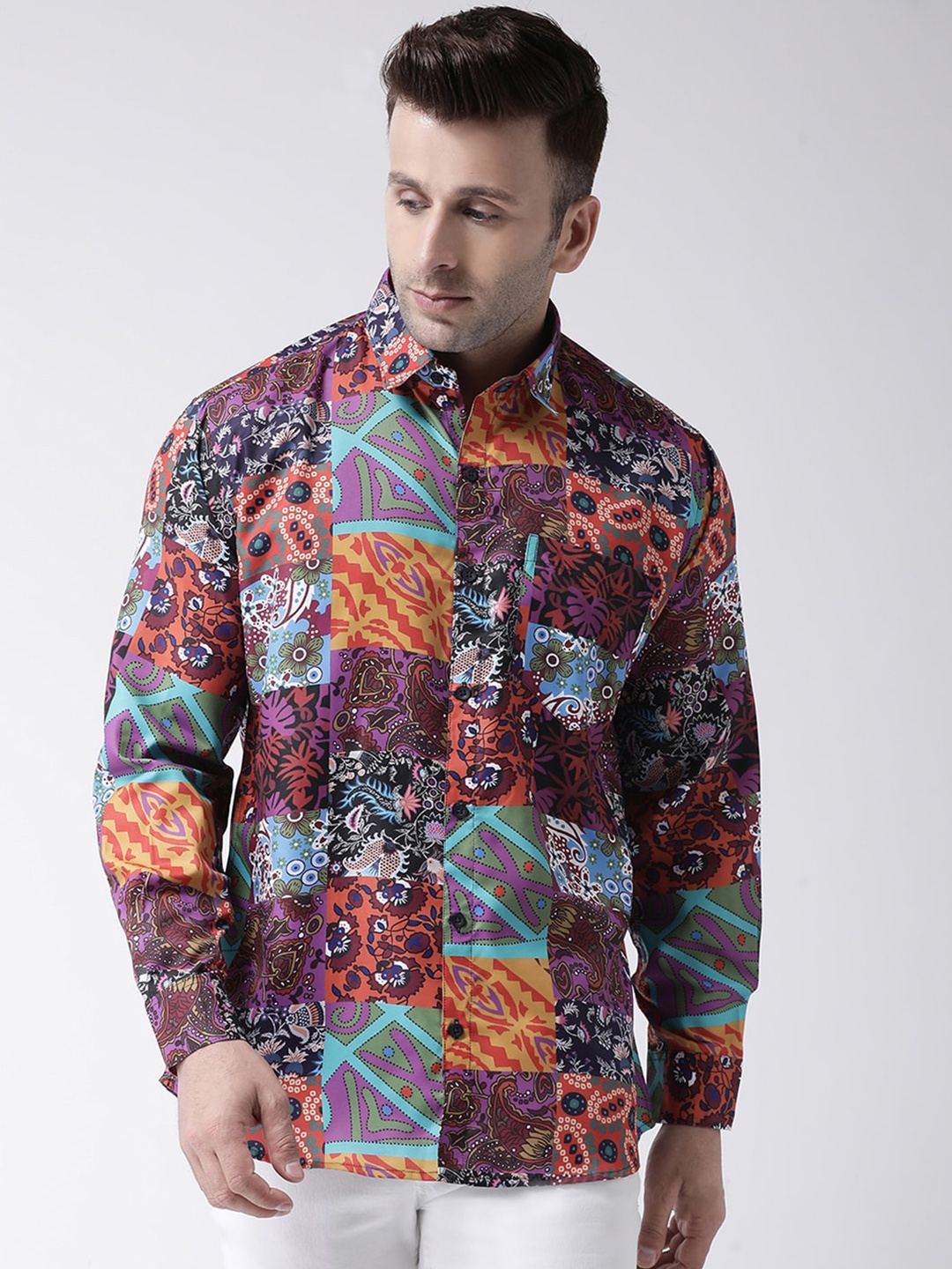 

hangup trend Conversational Printed Slim Fit Casual Shirt, Purple