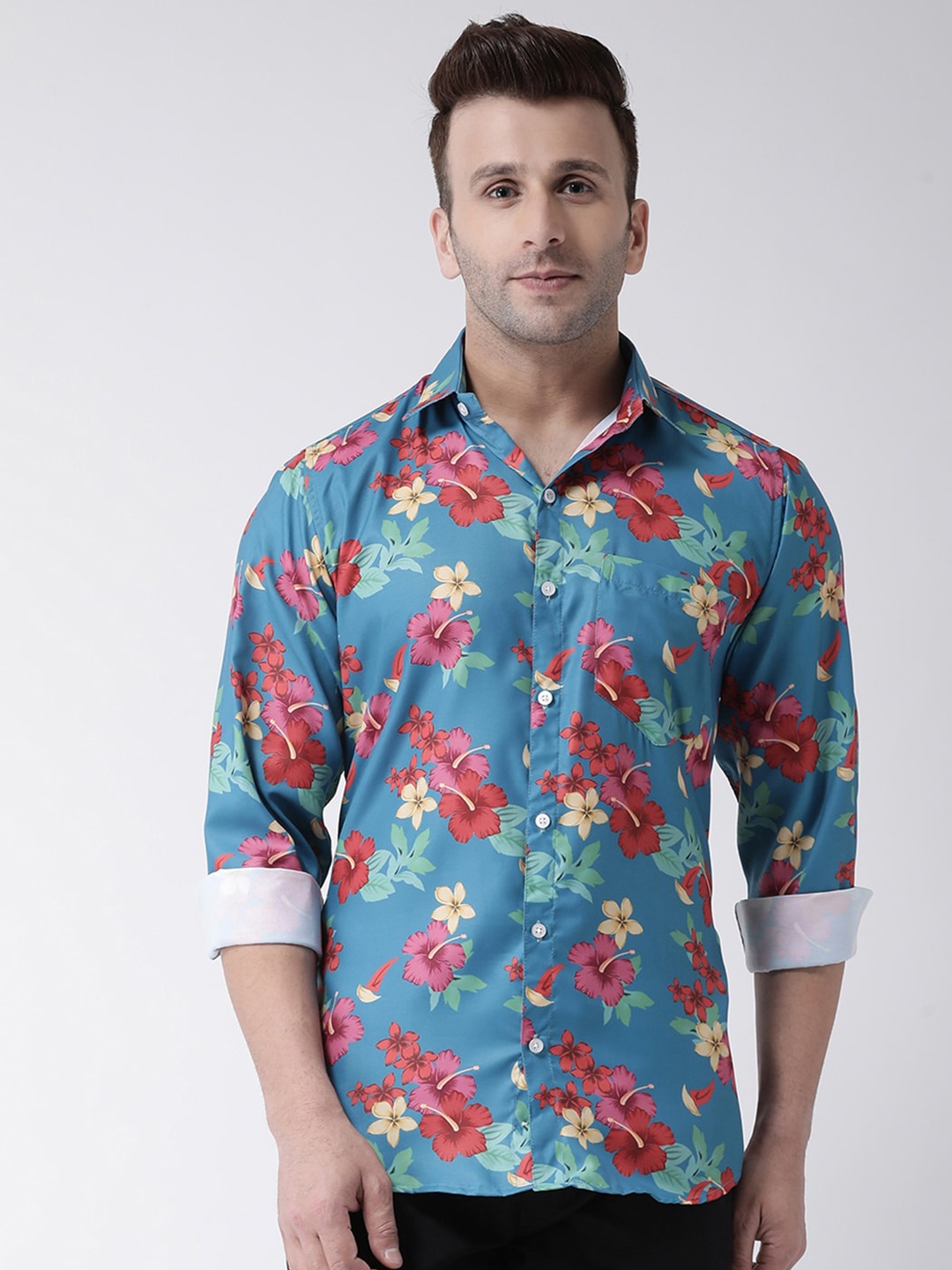 

hangup trend Slim Fit Floral Printed Casual Shirt, Blue