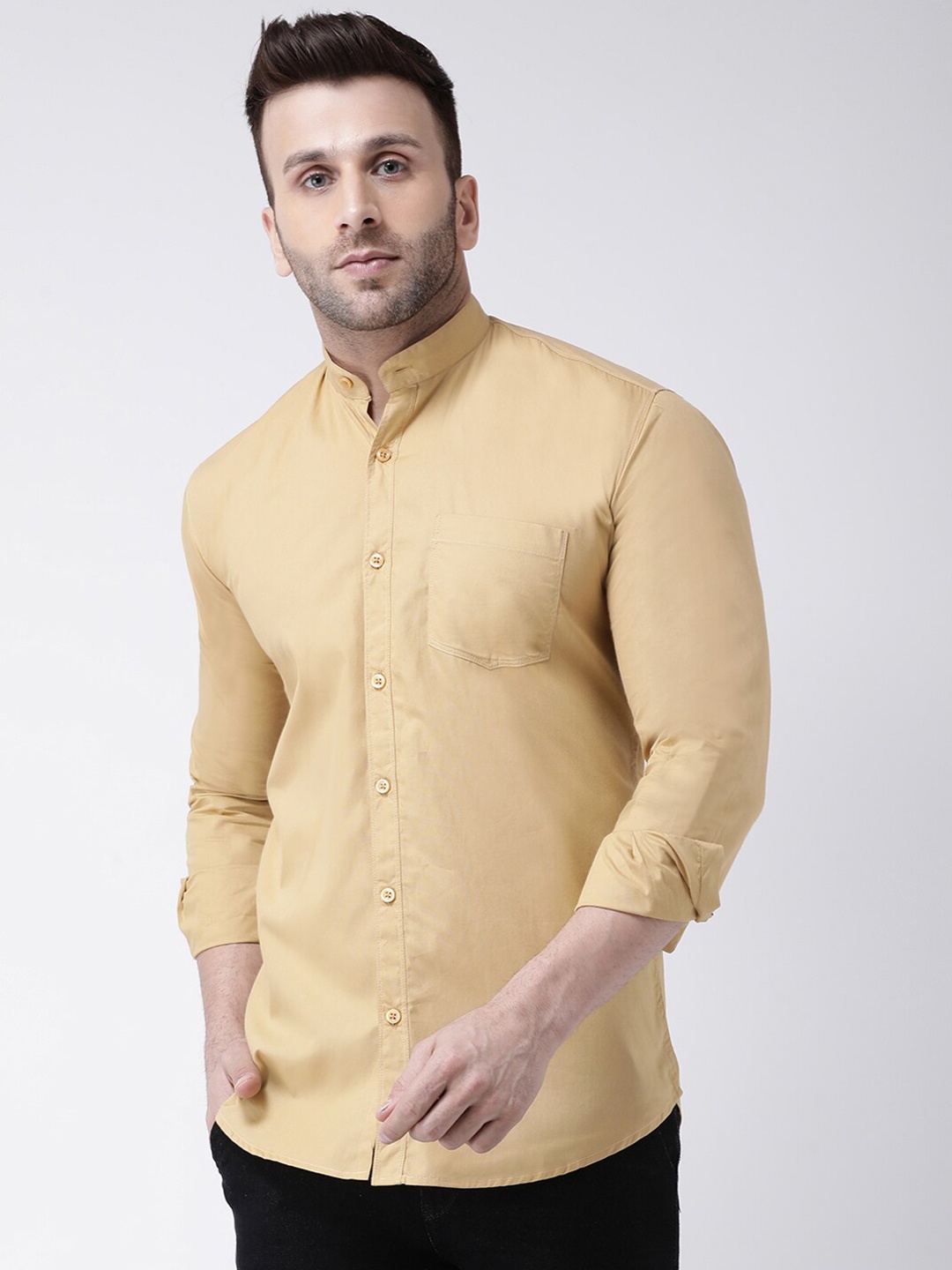 

hangup trend Slim Fit Cotton Casual Shirt, Khaki