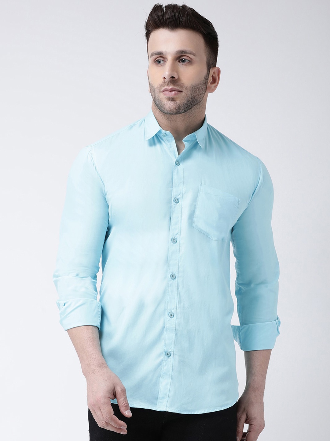 

hangup trend Slim Fit Casual Pure Cotton Shirt, Blue