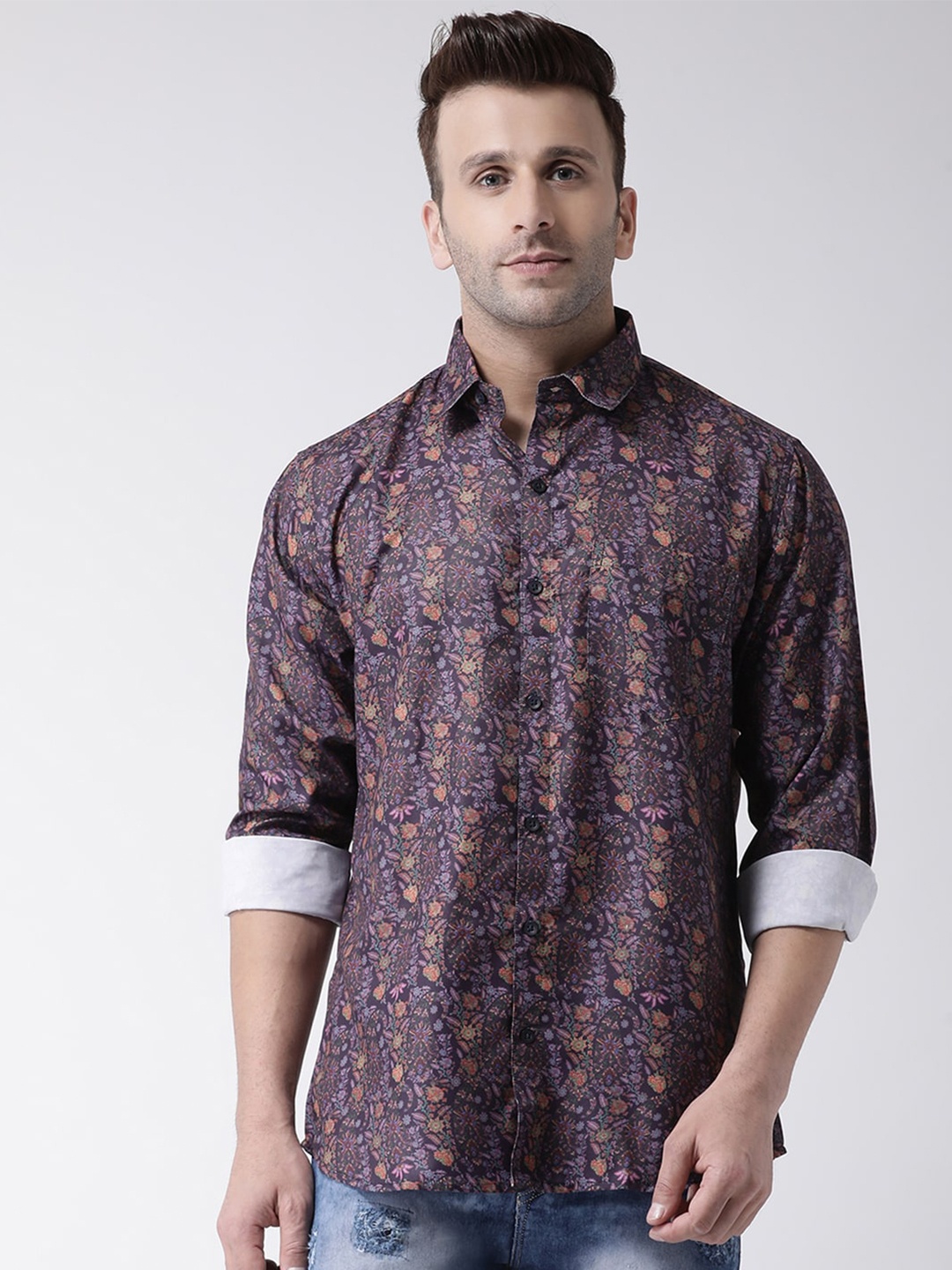 

hangup trend Ethnic Motif Printed Slim Fit Casual Shirt, Brown