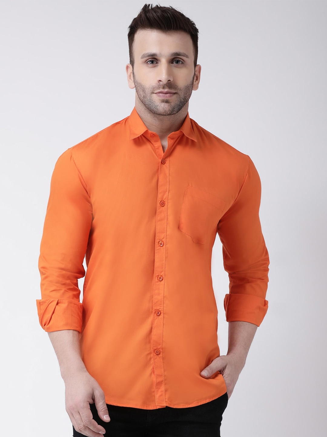 

hangup trend Slim Fit Casual Pure Cotton Shirt, Orange