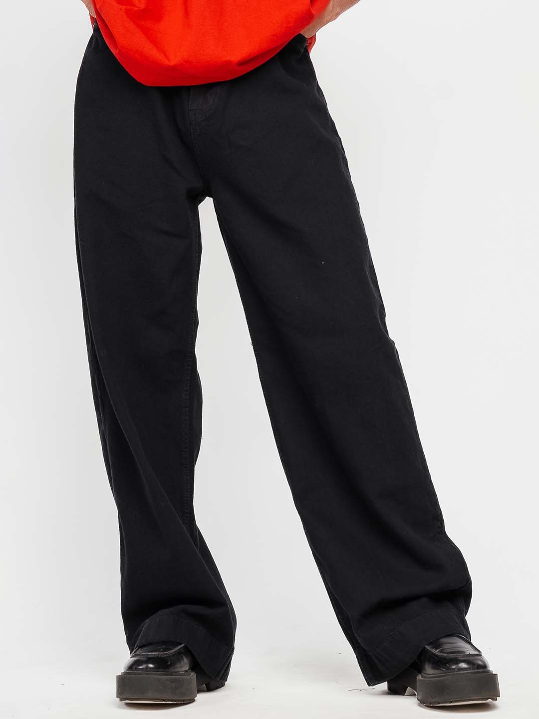 

FREAKINS Men Straight Fit High-Rise Pure Cotton Jeans, Black