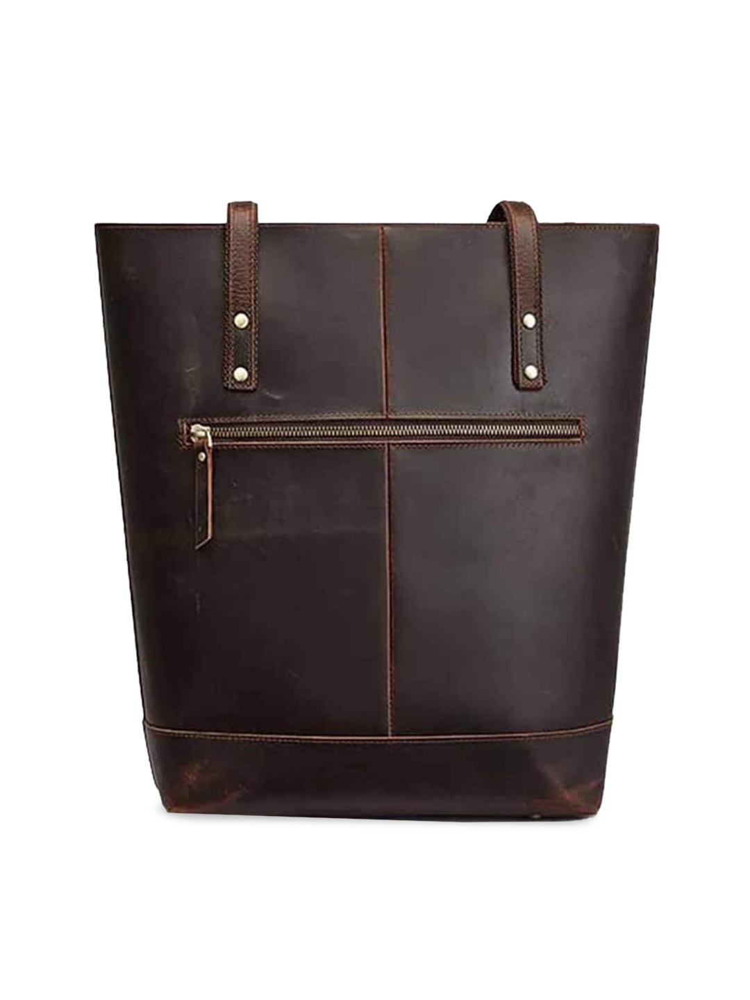 

Goatter Leather Swagger Tote Bag, Coffee brown