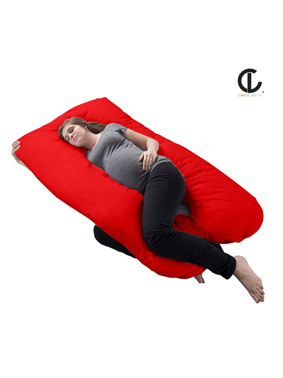 

CURIOUS LIFESTYLE Red Maternity Hollow Fiber Pillow With Zip Cover
