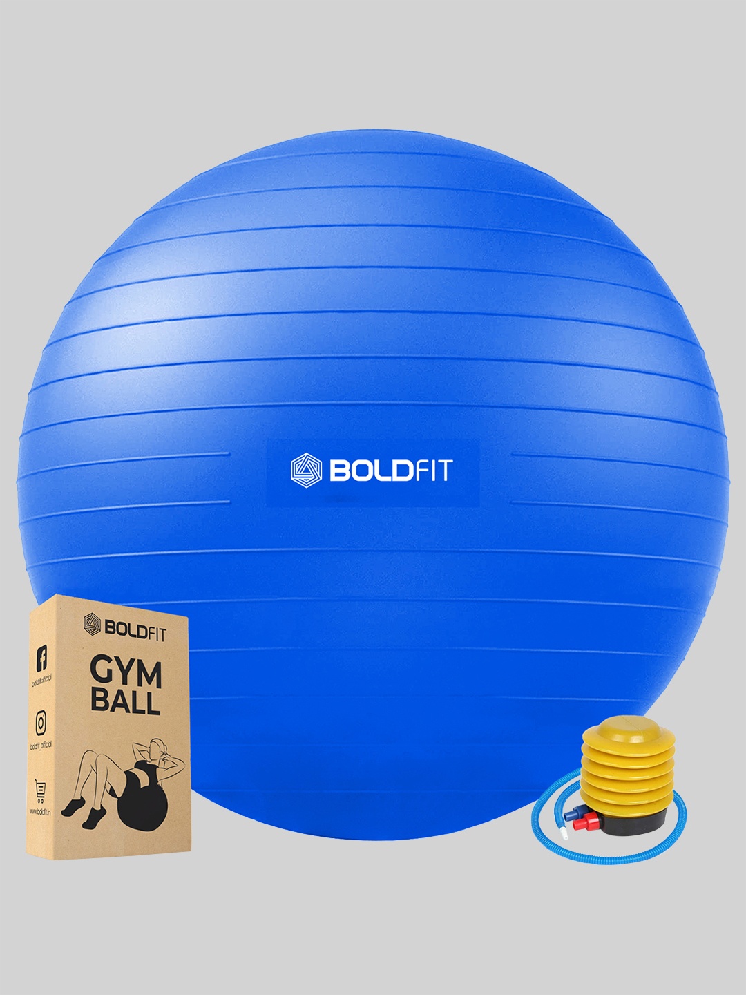 

BOLDFIT Anti Burst Gym Ball For Exercise With Foot Pump, Blue