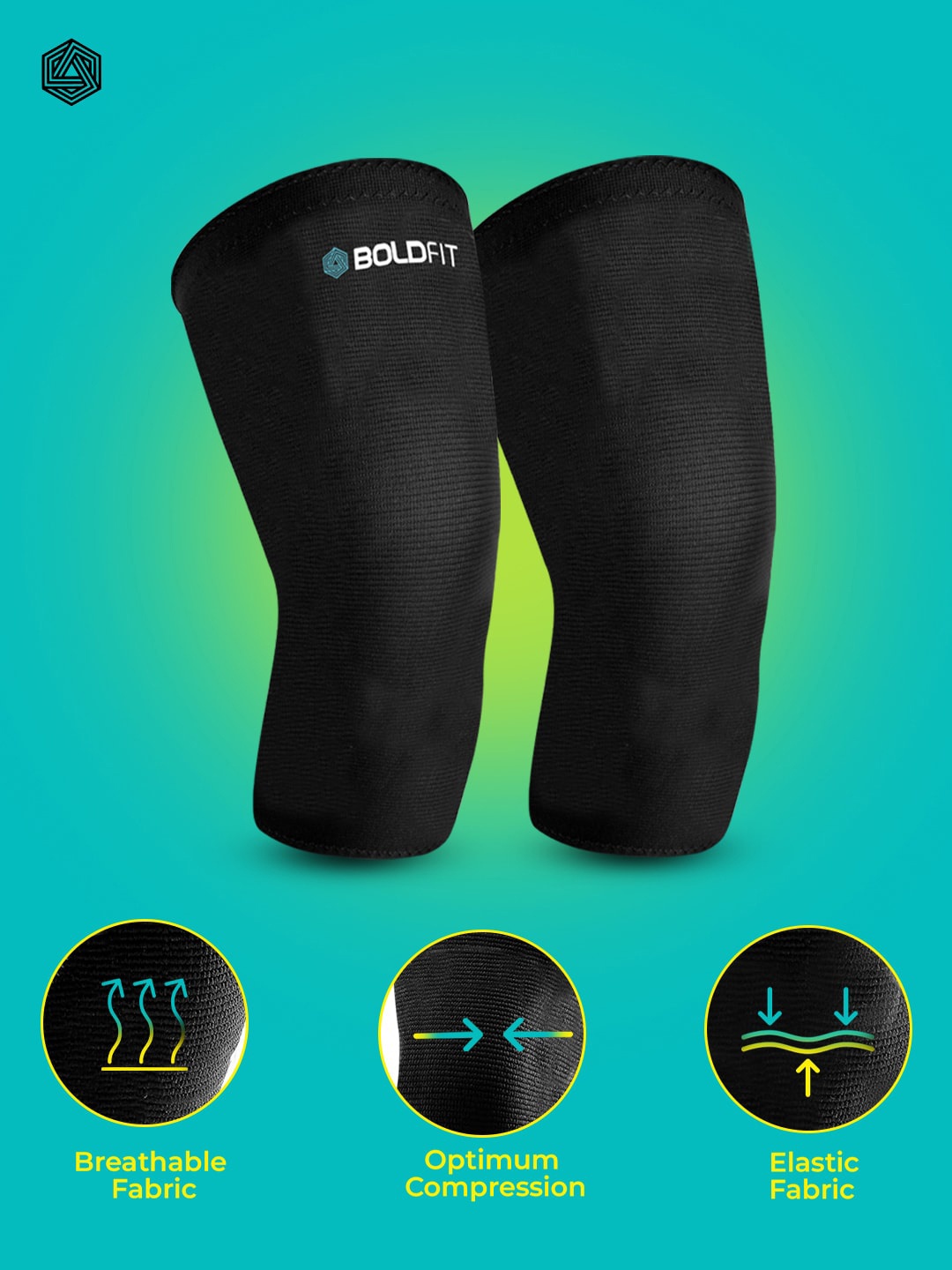 

BOLDFIT Pain Relief Sports Breathable & Light Weight Knee Cap Guard, Black