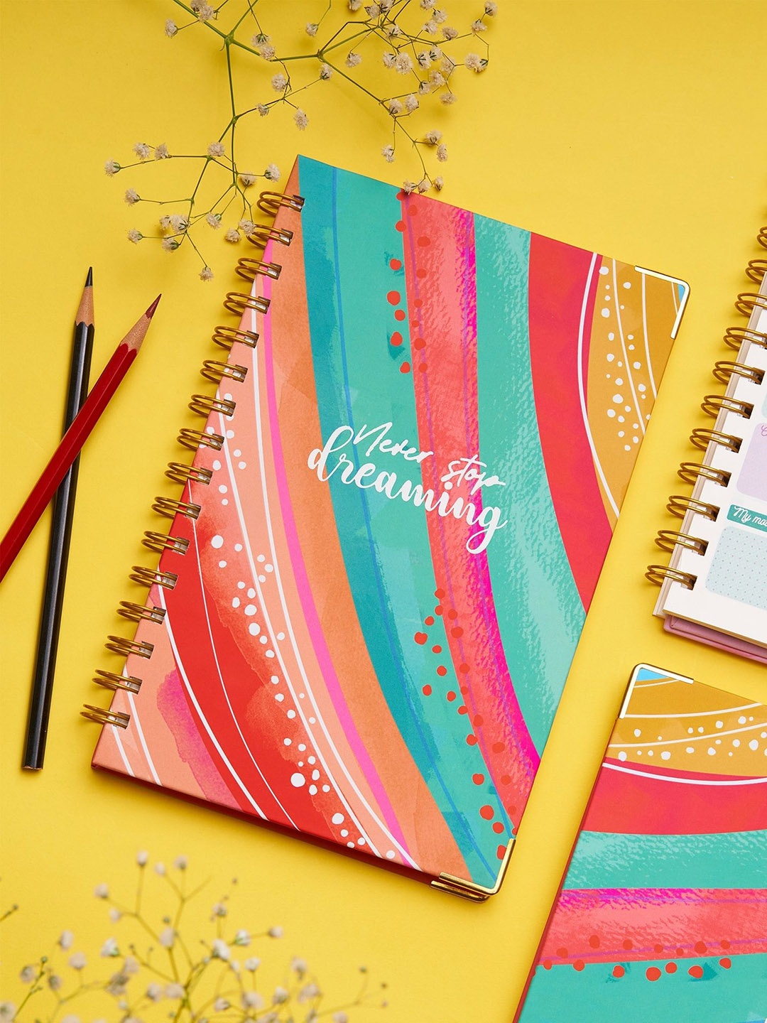 

Doodle Typography Printed A5- Planner Notebook, Red
