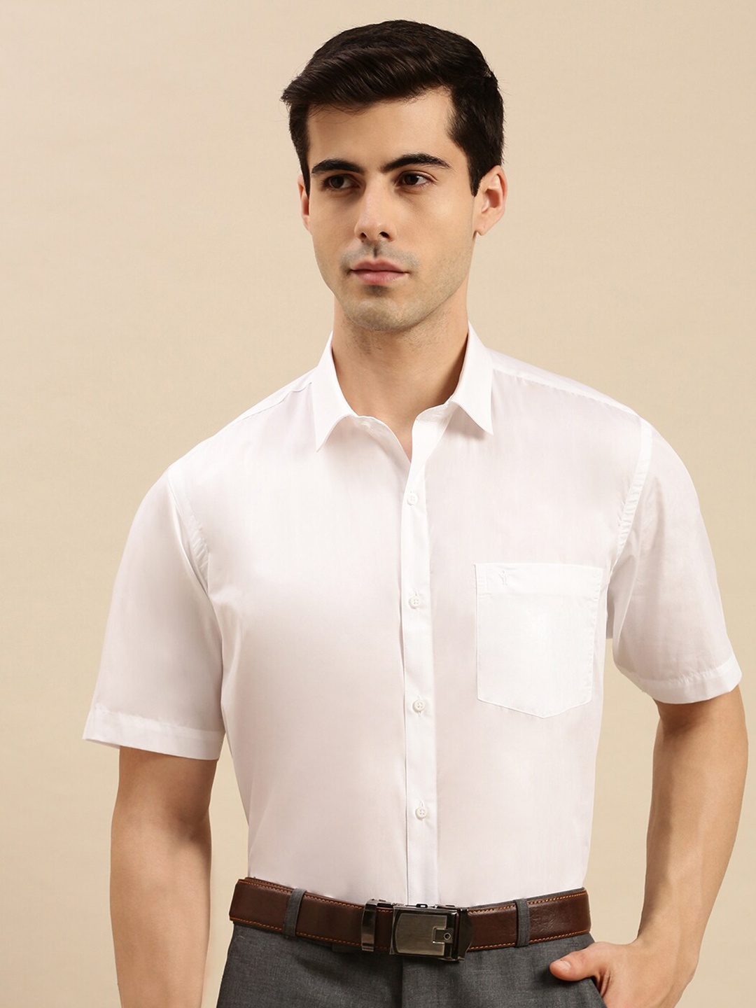 

Ramraj Chest Pocket Formal Cotton Shirt, Off white