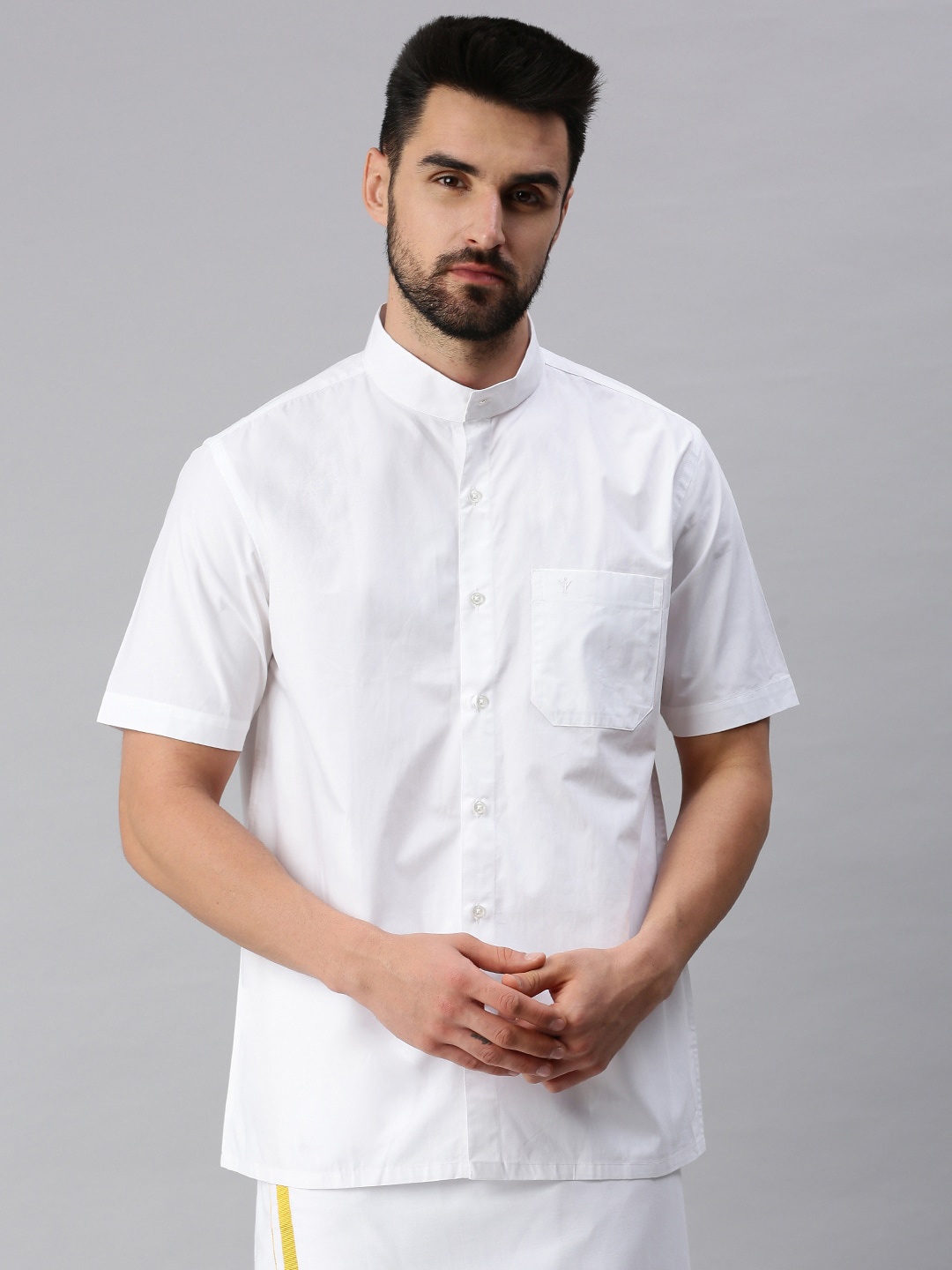 

Ramraj Half Sleeve Cotton Ethnic Shirt, White