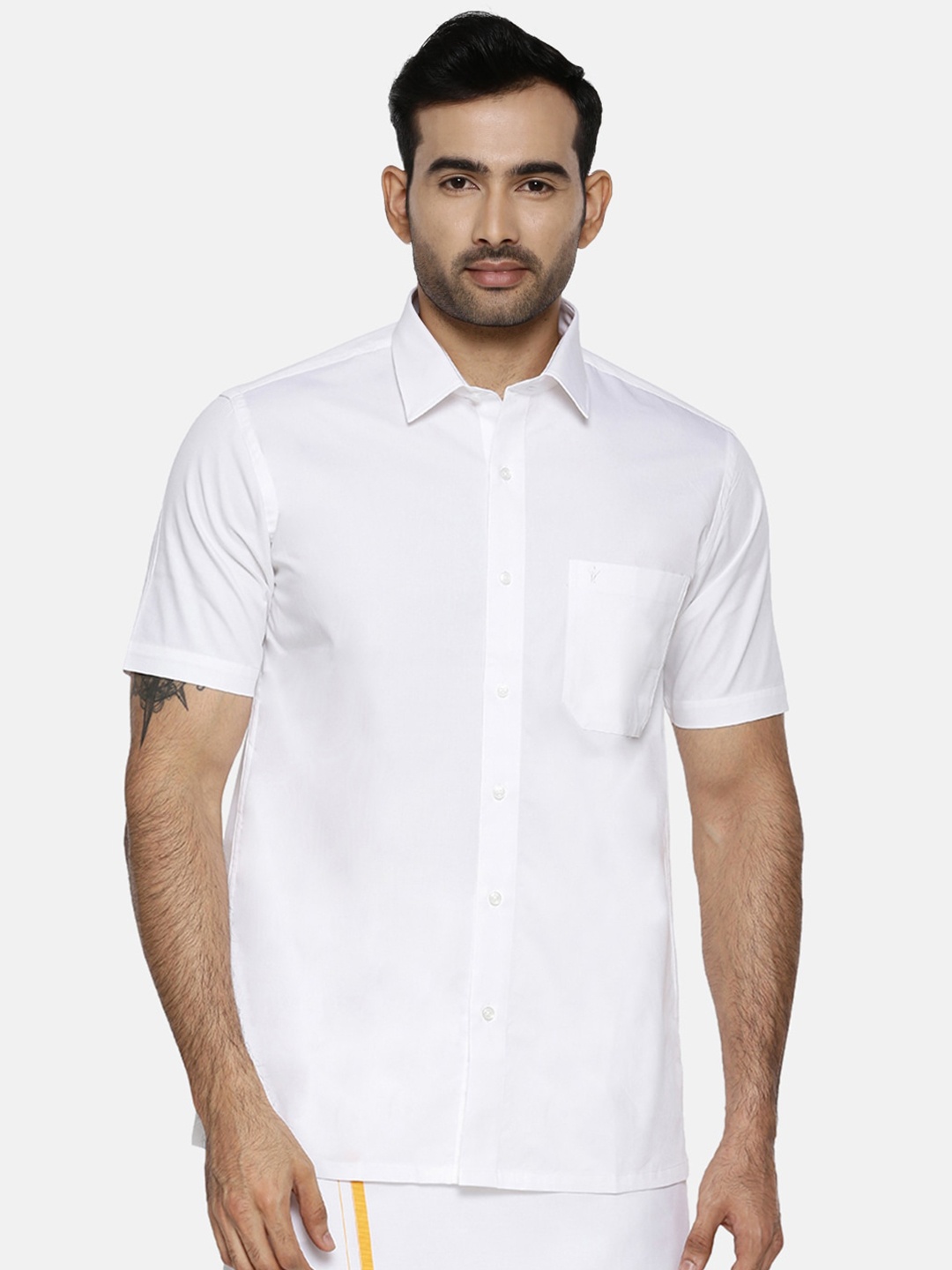 

Ramraj Spread Collar Formal Cotton Shirt, White