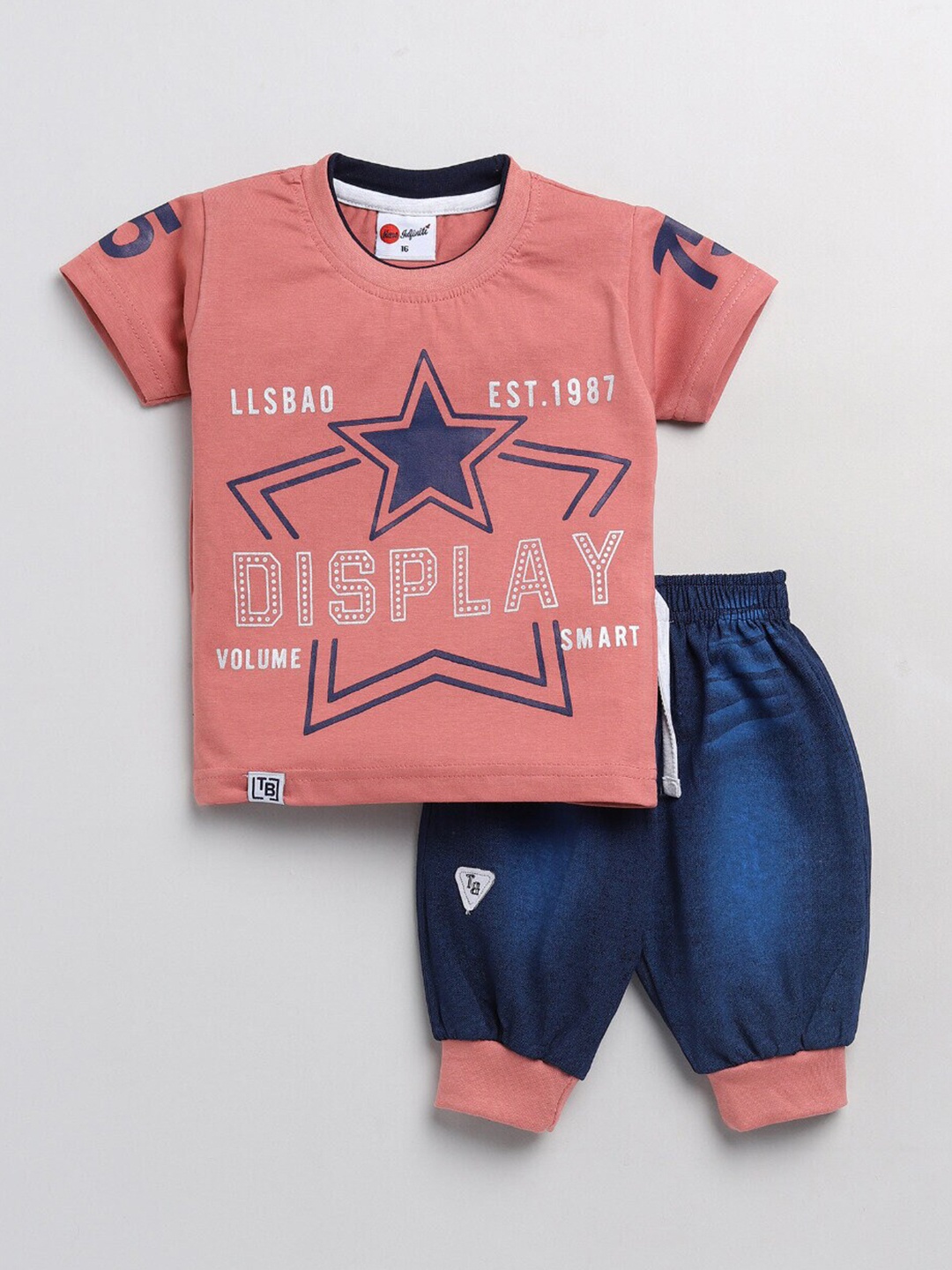 

Mars Infiniti Boys Printed Cotton T-shirt with Trousers, Pink