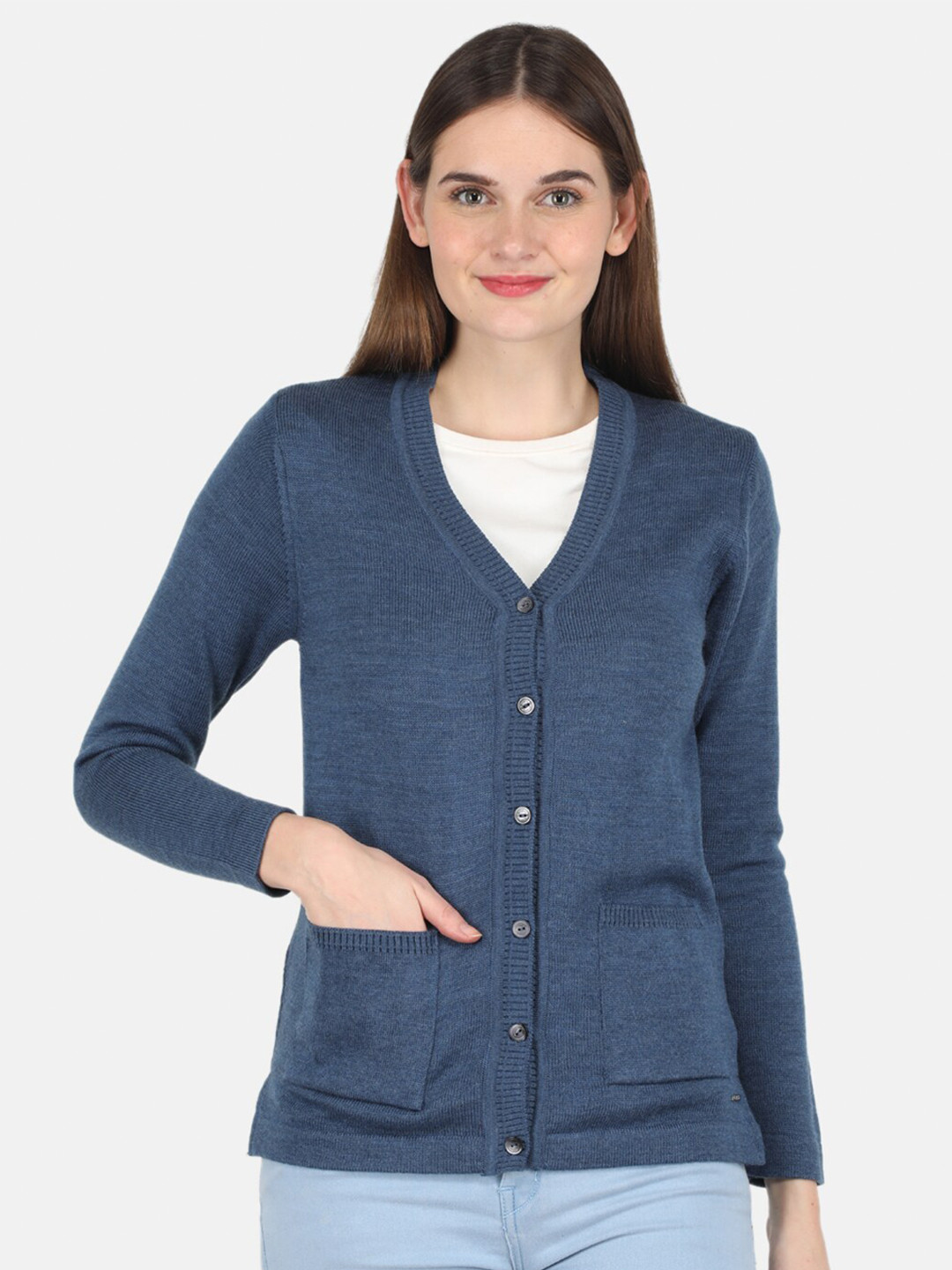 

Monte Carlo V-Neck Cardigan Sweater, Navy blue