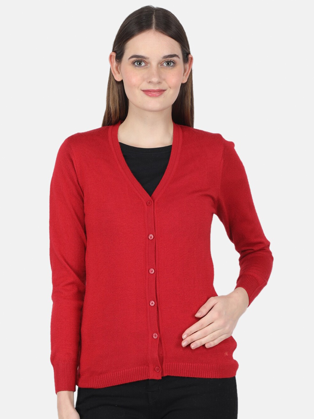 

Monte Carlo V-Neck Cardigan Sweater, Red