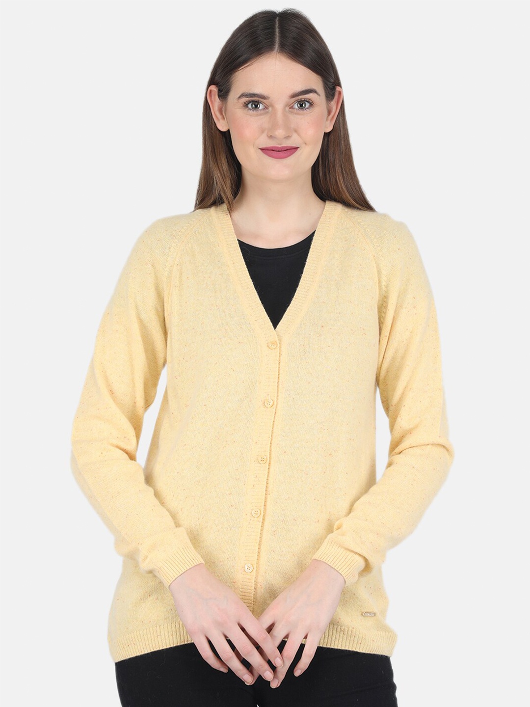 

Monte Carlo Long Sleeves V-Neck Wool Cardigan Sweater, Yellow