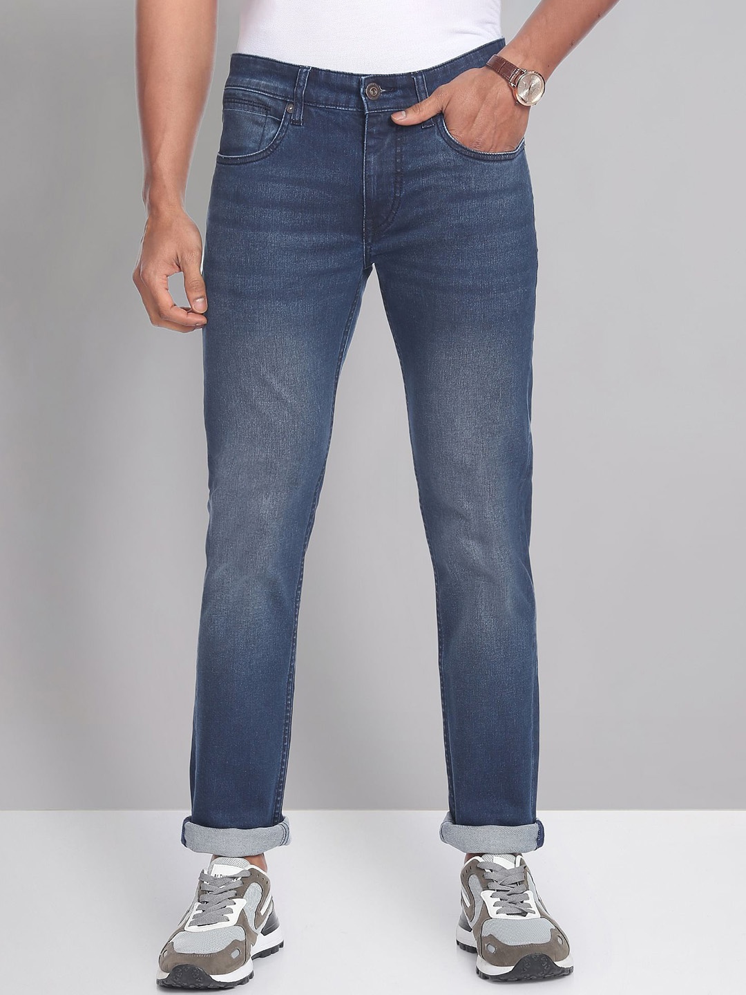 

AD By Arvind Men Skinny Fit Light Fade Stretchable Jeans, Blue