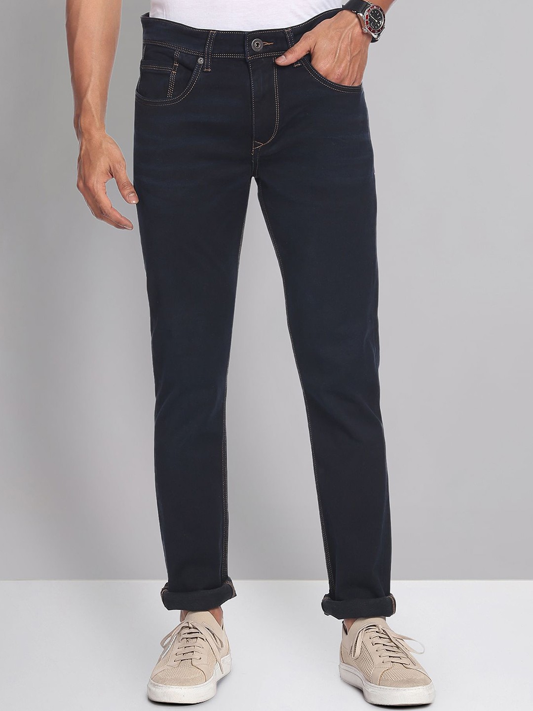 

AD By Arvind Slim Fit Clean Look Stretchable Jeans, Blue
